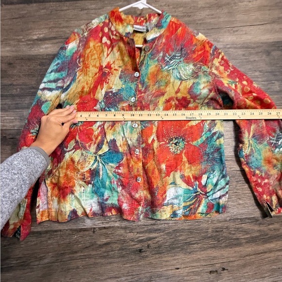 Chico's Multicolor Floral Button Down Shirt 100% Linen - Picture 4 of 5